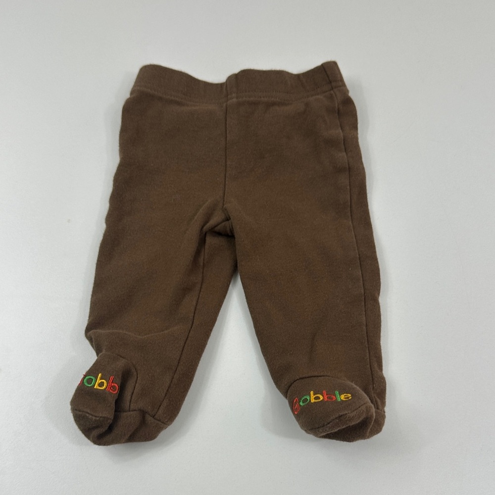 Brown Baby koala kids footie pants 0-3 months gobble embroidery brown multicolor